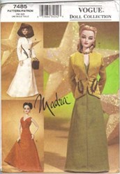 7485 VOGUE MADRA GENE DOLL 1940 JACKET,  DRESS,  HOOD,  BAG,  3 OUTFITS PATTERN uncut